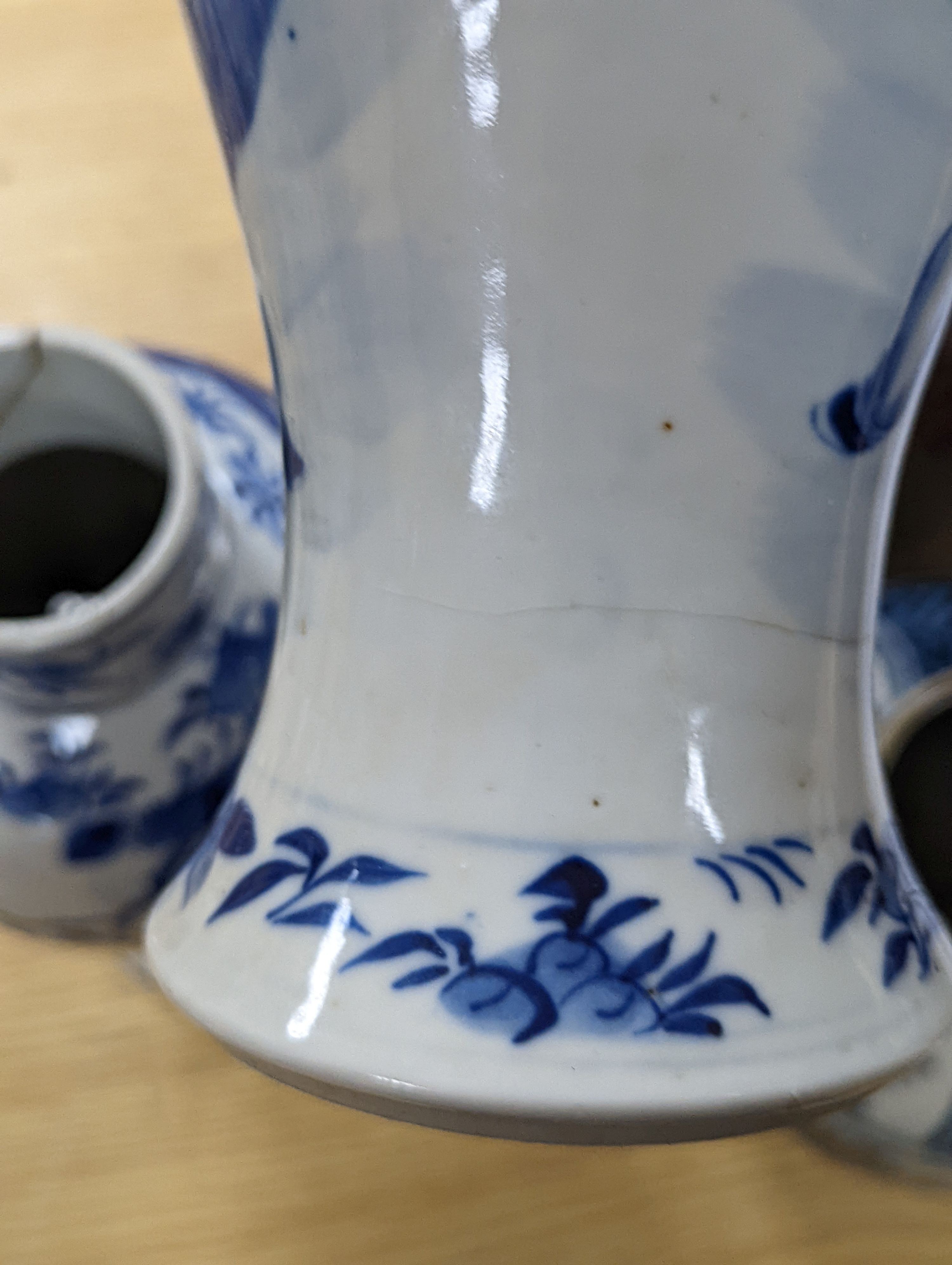 A pair of Chinese blue and white ‘boys’ baluster vases and a Chinese blue and white jar, 19th-century and later 27cm